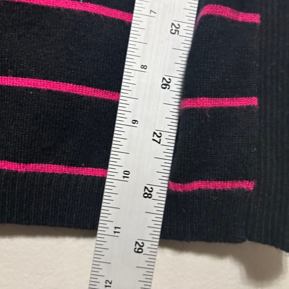 Women's Sweater XL Black Pink Stripe Colorblock Boat Neck 3/4 Sleeve Casual Top - Picture 8 of 8